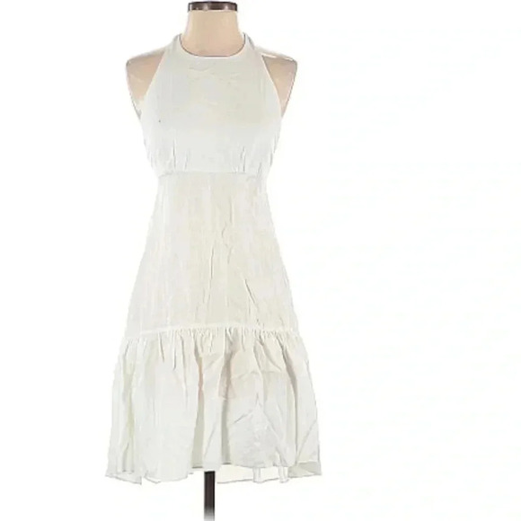 L’AGENCE Tiered Midi Dress Racerback White Zipper Back High Low Size 0 - Picture 1 of 12